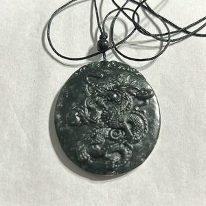 Burma dark jade dragon pendant